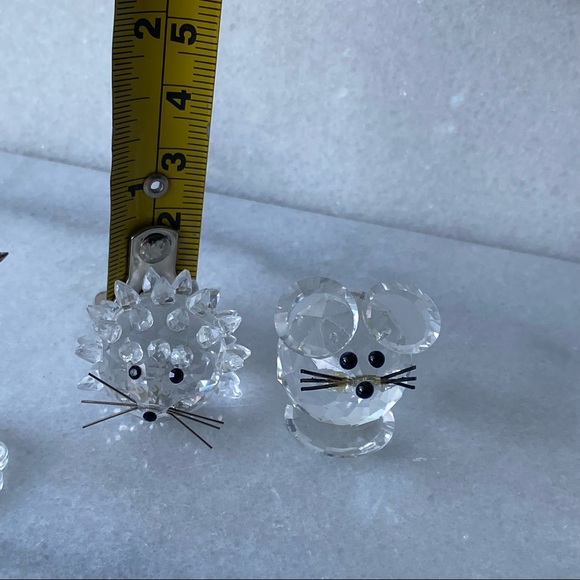 Swarovski Retired Set of 3: Cat, Mouse & Hedgehog on Matching Mirror Base - Picture 7 of 10